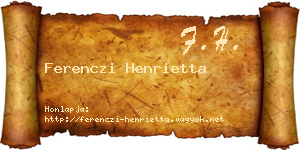 Ferenczi Henrietta névjegykártya